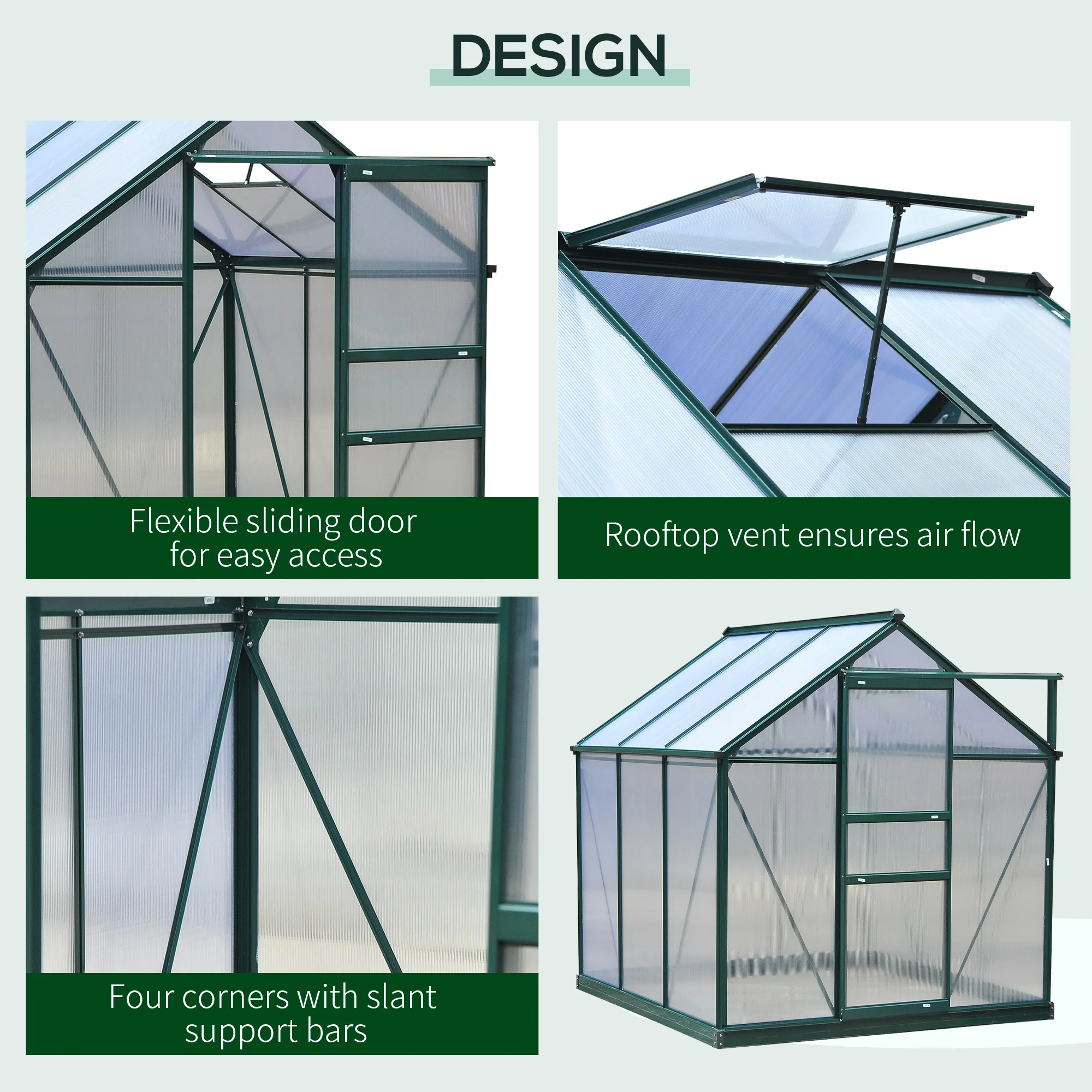 6' x 6' x 7 Greenhouse Aluminu - огляд і ціна Polycarbonate Greenhouse Aluminum Frame