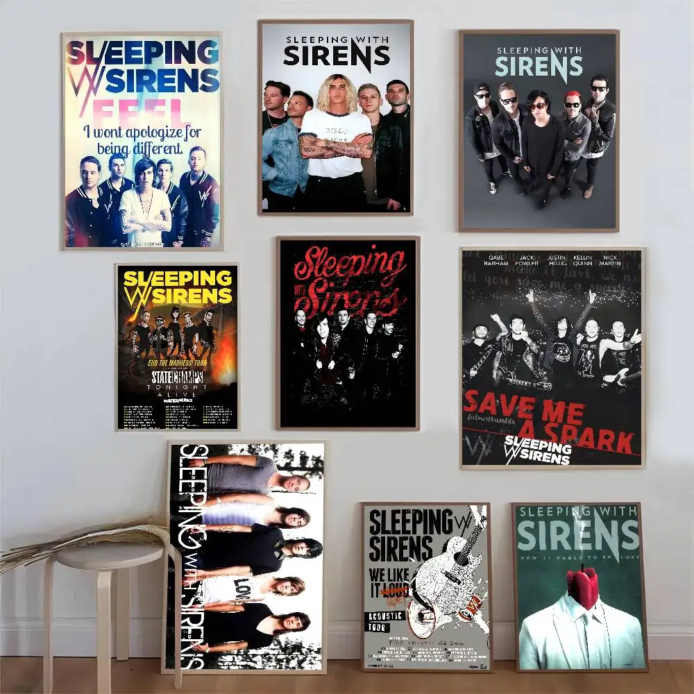 Emo Pop American Band S-Sleeping With Sirens Classic Vintage Posters Vintage Room Home Bar Cafe Decor Nordic Home Decor