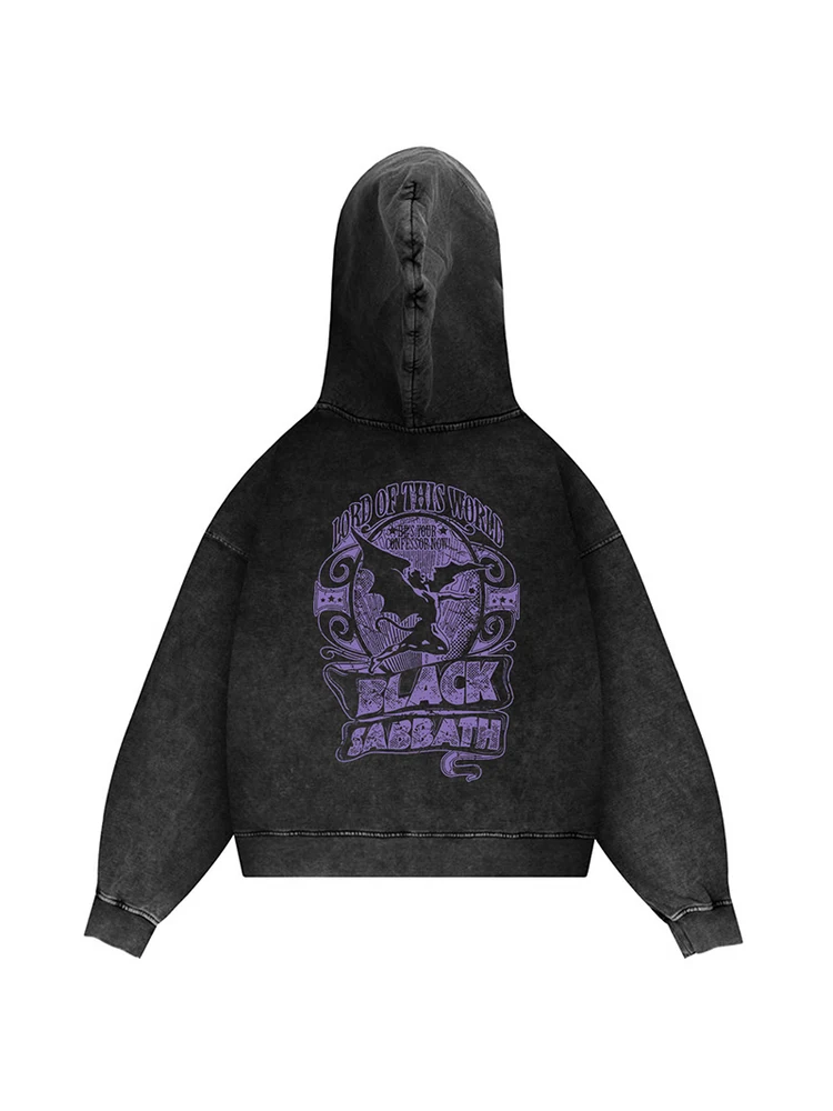 

Bla Waed Vintage Hooded Zipper Jaet for Men Heavy Metal Ro Band Logo Print Cotton Long Sve Autumn Winter Streetwear