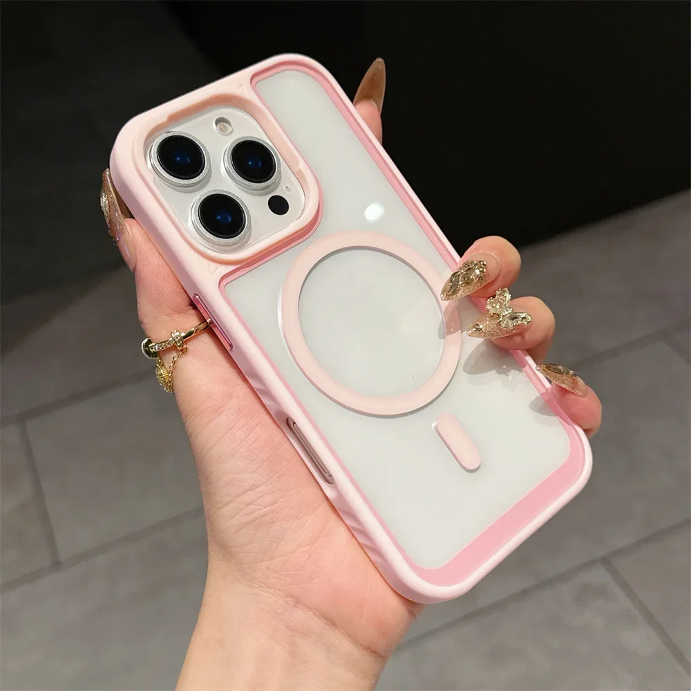 

Роскошный прозрачный магнитный чехол HOCE для Magsafe для iPhone 16 Plus 15 14 13 12 Pro Max 11, противоударный мягкий чехол из жесткого ПК с рамкой