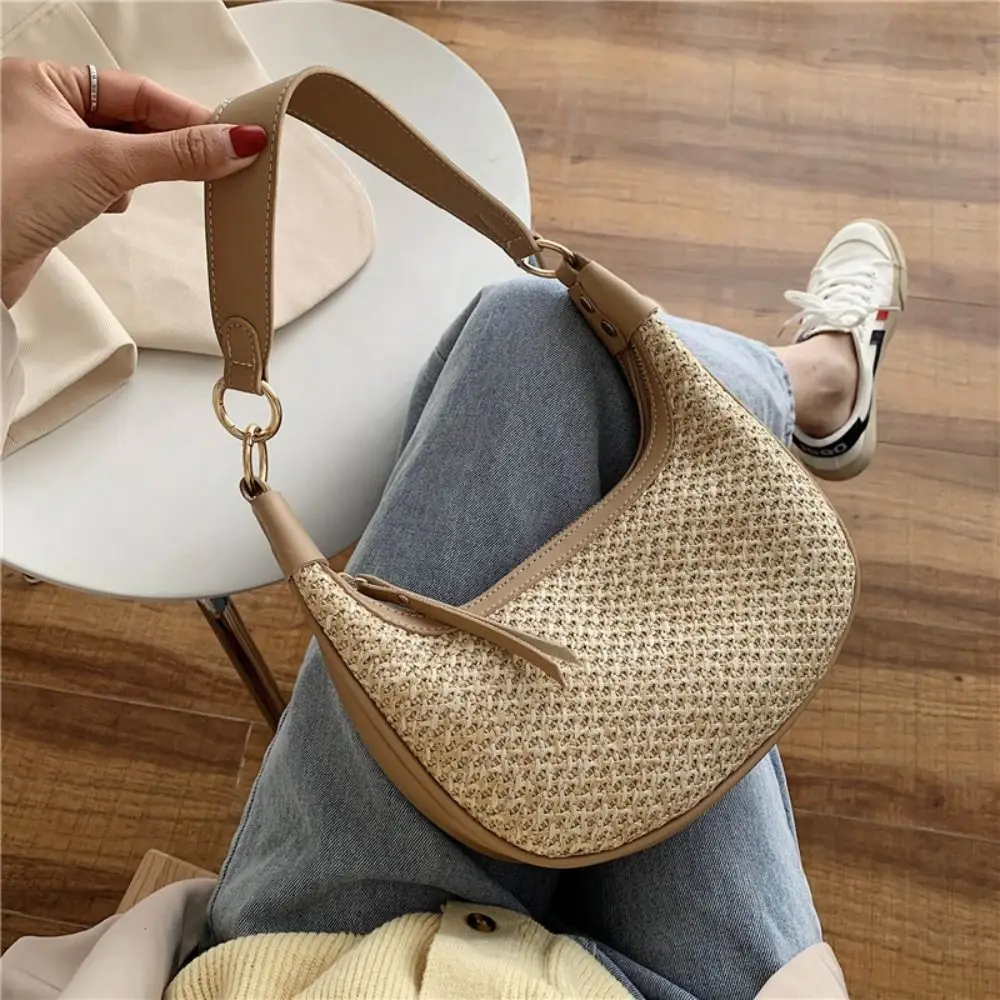 

Fashion Summer Woven Straw Bag Bohemian Vacation Single Shoulder Bag Designer Leisure Crossbody Hobo Bag Handbag