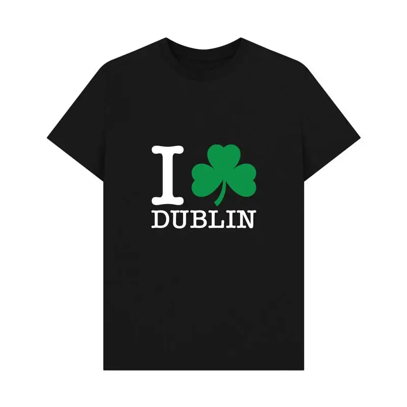 PREMIUM OFFICIAL I Heart Dublin Shamrock Black  T shirt