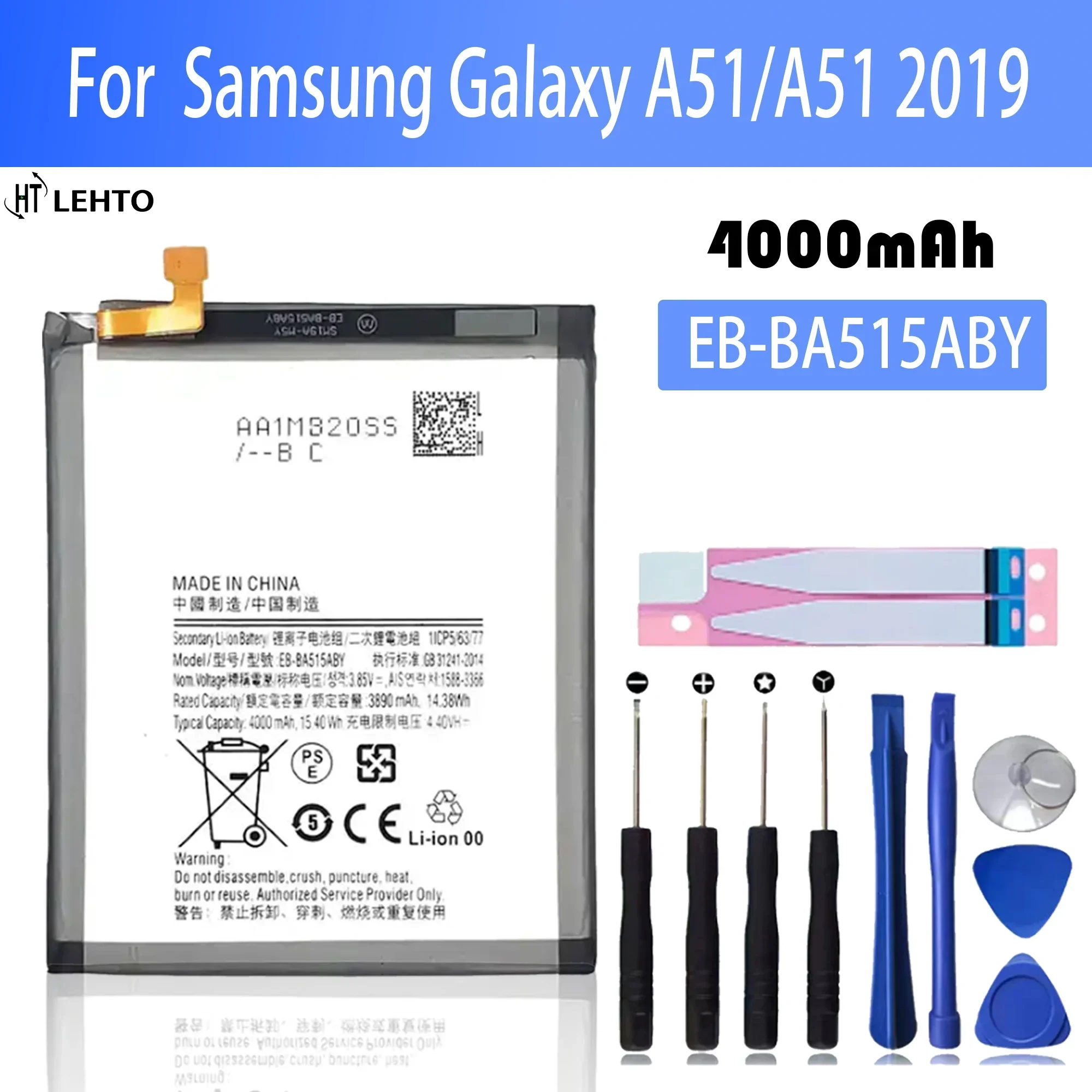 High capacity EB-BA515ABY 4000mAh Replacement Battery For Samsung Galaxy A51 SM-A515 SM-A515F/DSM Mobile phone