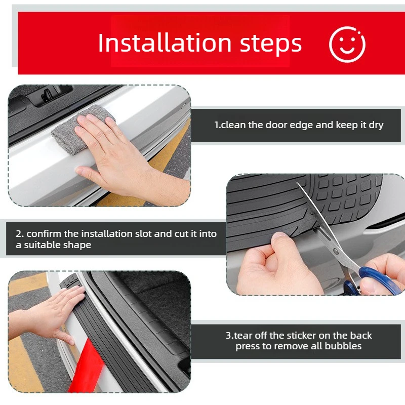 1/2/3/4Pcs Universal Self-adhesive Cuttable Scratch Resistant Trunk Protective Strip Trim Cover Car Rear Bumper Protector
