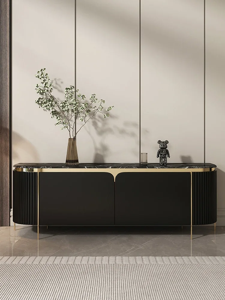 خزانة تلفزيون فاخرة بإضاءة إسكندنافية وطاولة قهوة حديثة وبسيطة وبلاط صخري وخزانة مزخرفة ومجموعة طلاء لغرفة المعيشة مدمجة #5