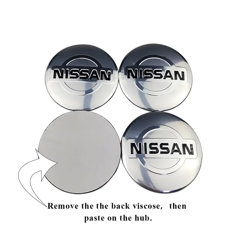 56mm Car Wheel Hub Center Stickers for Nissan X Trail T32 Xterra Qashqai J11 J10 Tiida Almera Navara Altima Juke Note Leaf GTR