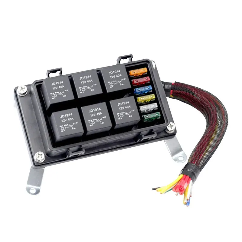 

Waterproof 6-way fuse box 6 relays 6 fuse circuit modification, car fuse box
