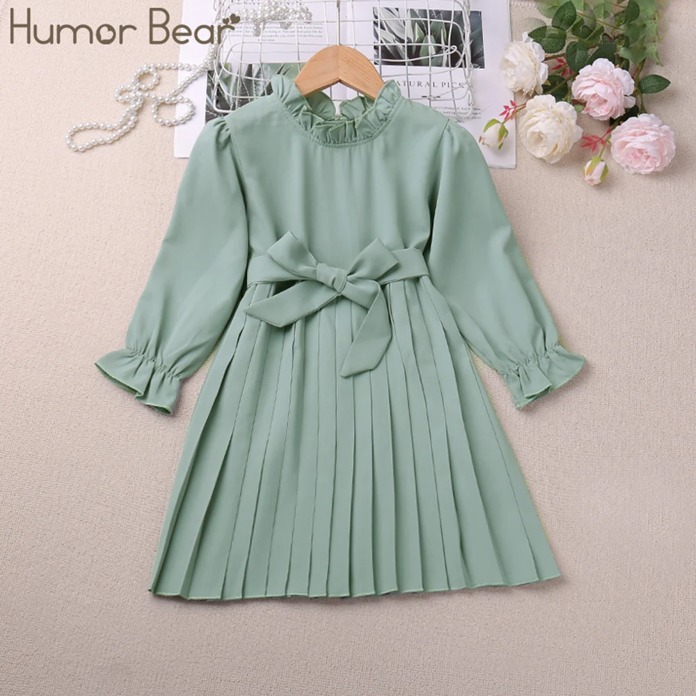 New Spring and Autumn Long Sleeves Small Fresh Dress Playful Flare Sleeves Solid Dopamine Girl Princess Dress