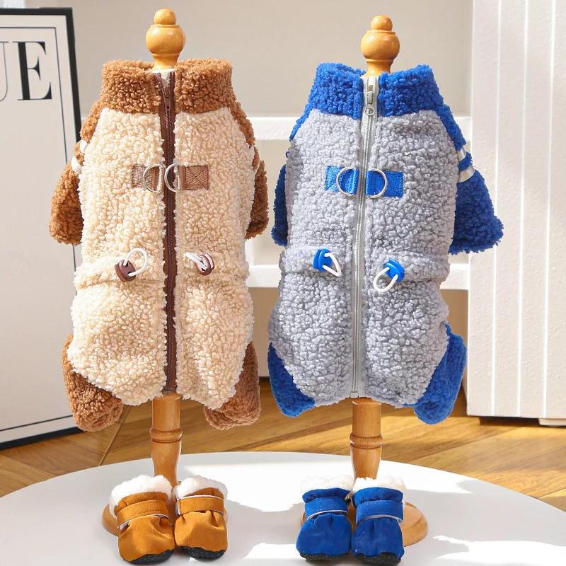 1Pcs Cat autumn and winter thickened four-legged fleece jacket double-sided fleece zipper pet dog hairless cat supplies