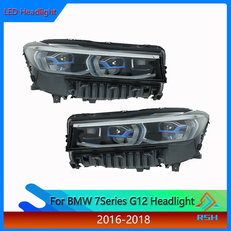For BMW 7 Series G12 Headlight Assembly 2016-2018 Models Modified With New Blue Frame LED Projector Headlights DRL Accessories