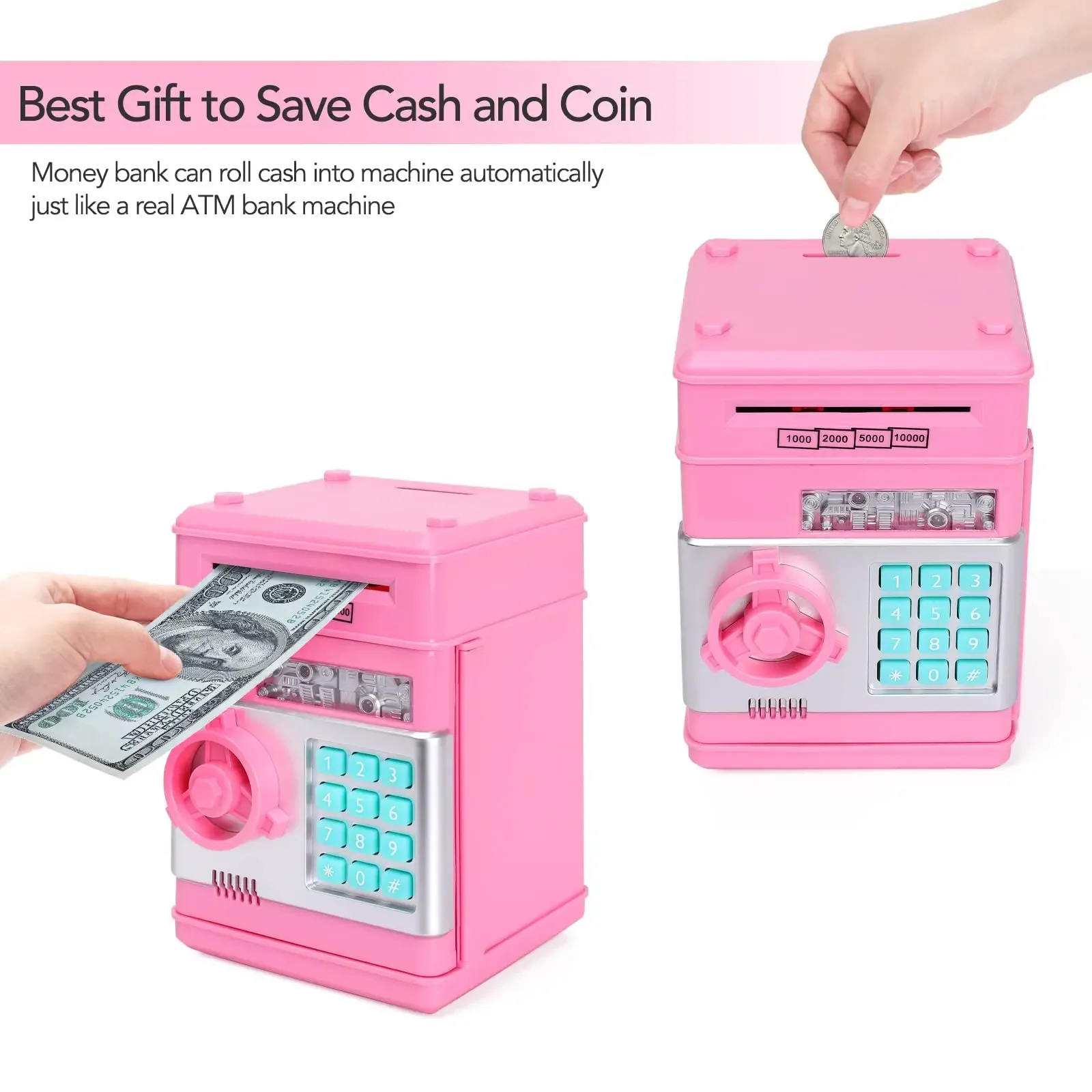 Electronic Password Money Box for Children, Mini Safe Piggy Bank, Coins Cash Saving, Counter Code, Key Lock, Child Gift