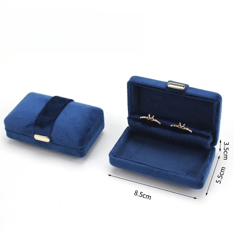 High Quality Velvet Jewelry Storage Box Ring Earrings Pendant Necklace Jewelry Display Case Packaging Gift Box With Metal Buckle