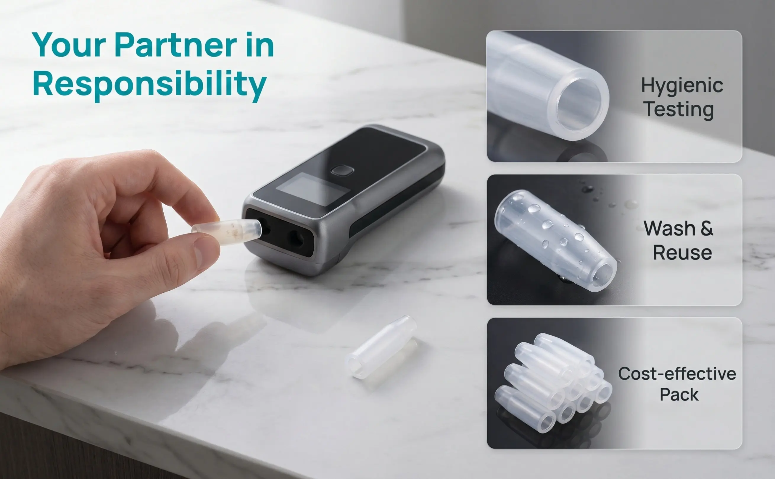 20Pcs At-818 Breathalyzer nozzle Alcohol Tester Replacement Tips Hygienic Plastic Washable Reusable Sanitary Group Testing