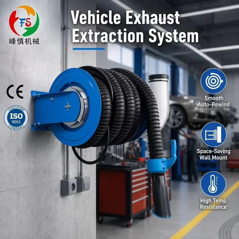 Spring Loaded Semi-Automatic Exhaust Hose Reel Auto Shop Fume Extraction System Vehicle Garage Equipment FS CE