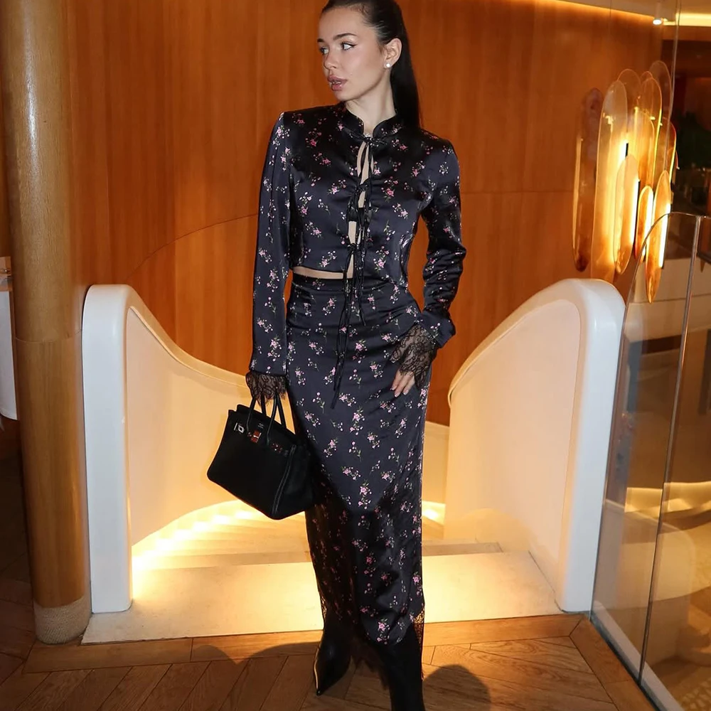 Elegant Vintage 2-Piece Dress Set for Women with Lace Details