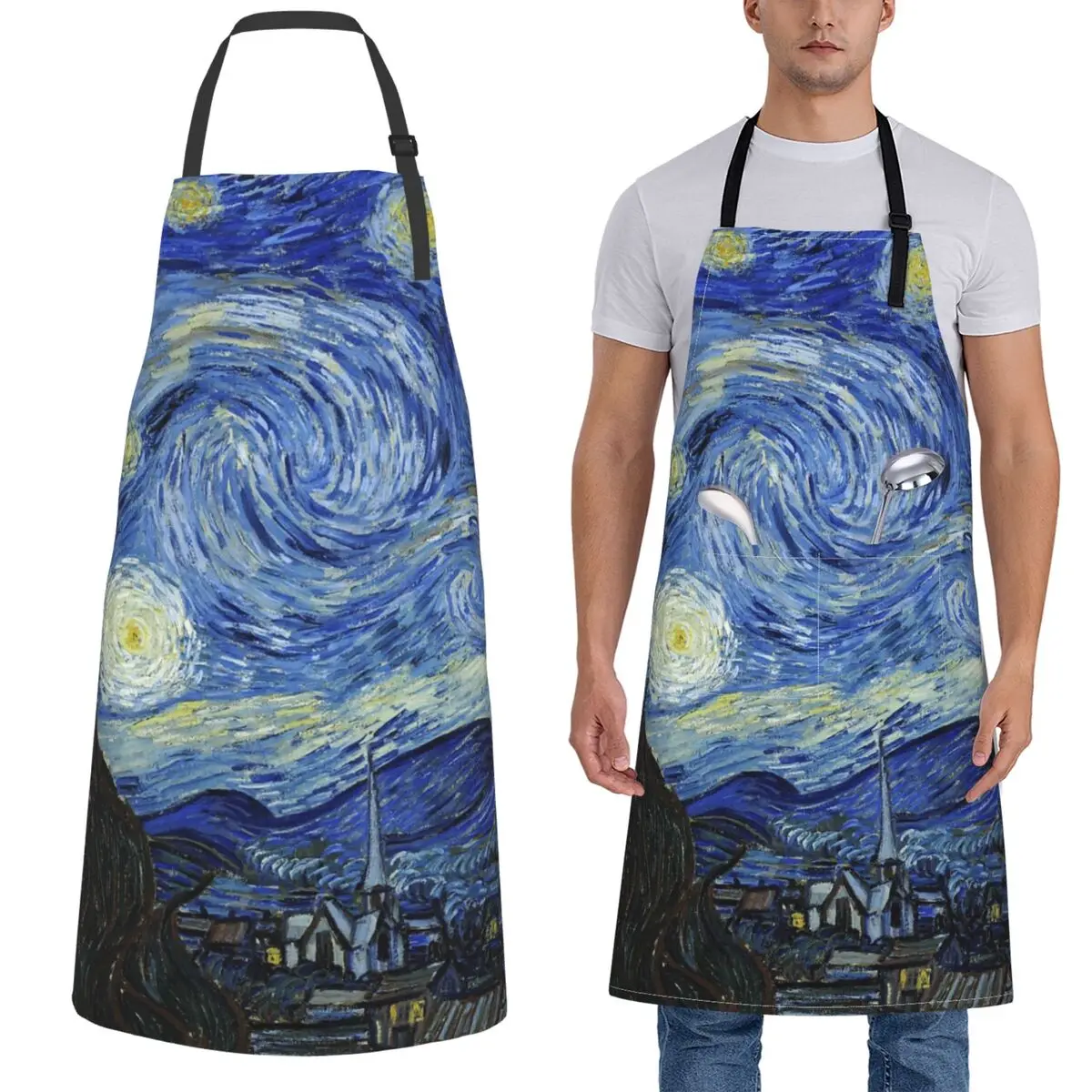 

Starry Night - Vincent Van Gogh Aprons Chef Cooking Cuisine Tablier Sleeveless Bib Kitchen Cleaning Pinafore for Women Men
