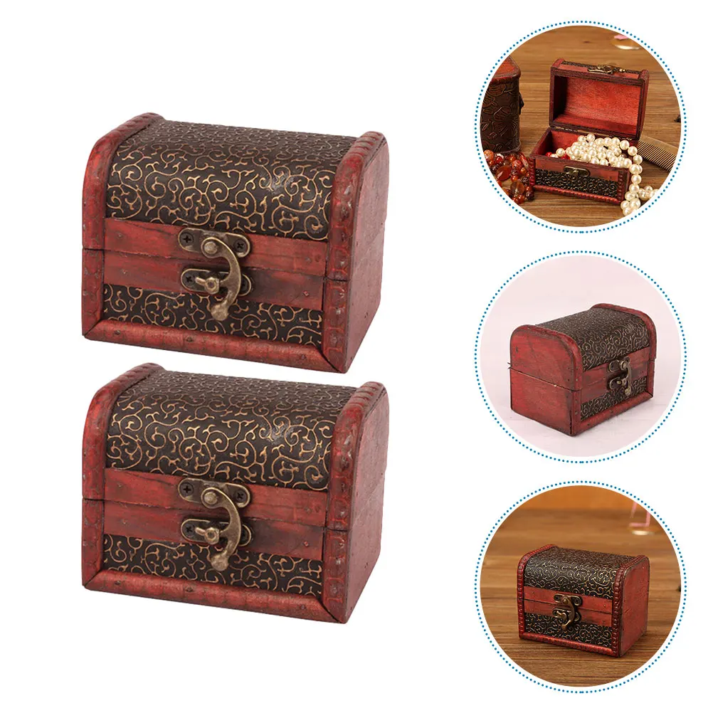 

2pcs Organizer Vintage Storage For Necklace Earring Pendant Lockable Jewelry Desktop Organizer Case Trinket Box Necklace Holder