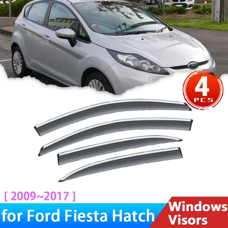 

4x Deflectors for Ford Fiesta Mk6 IV Hatch 2009~2017 Accessories Car Side Window Visor Awing Trim Windshield Grands Rain Eyebrow