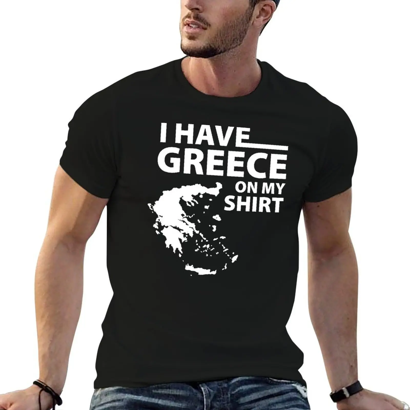 J'ai la Grèce sur mon t-shirt, t-shirt drôle pour professeur de géographie grec, t-shirt classique imprimé à manches courtes