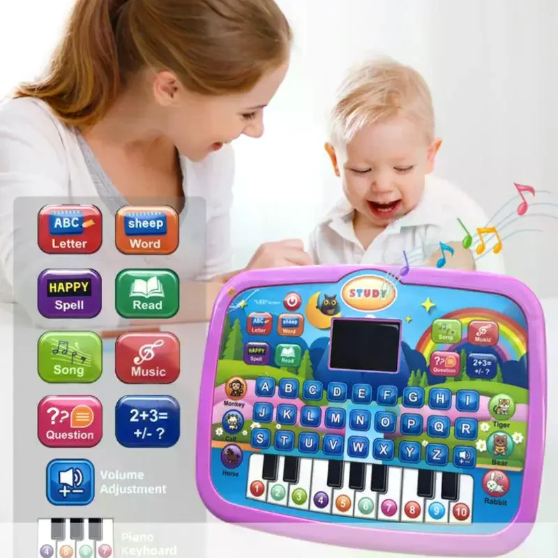 1Pcs Birthday Christmas Gifts Kids Educational LED Screen Lighting Tablet Toy For Age 3+ Literacy Math Music Learning Machine