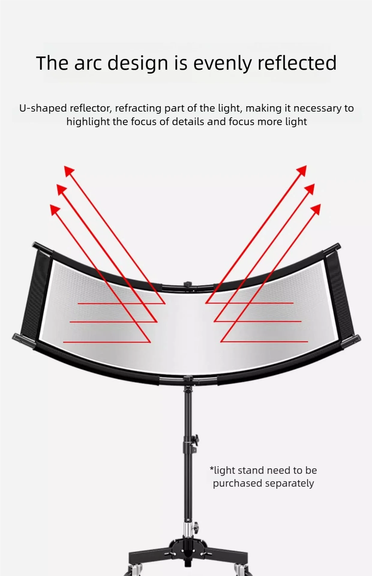 Stainless Steel Clamped Light Diffuser Curved Photography Lighting Reflector for Video Studio Photography Accessories