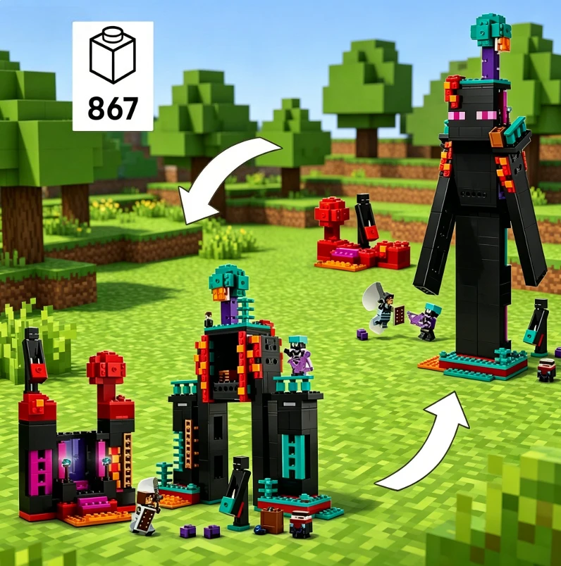 

2026 New Enderman Tower Mini Figure Set Building Block Brick Collect Ornaments Model Set for Birthday Christmas Special Gift Toy