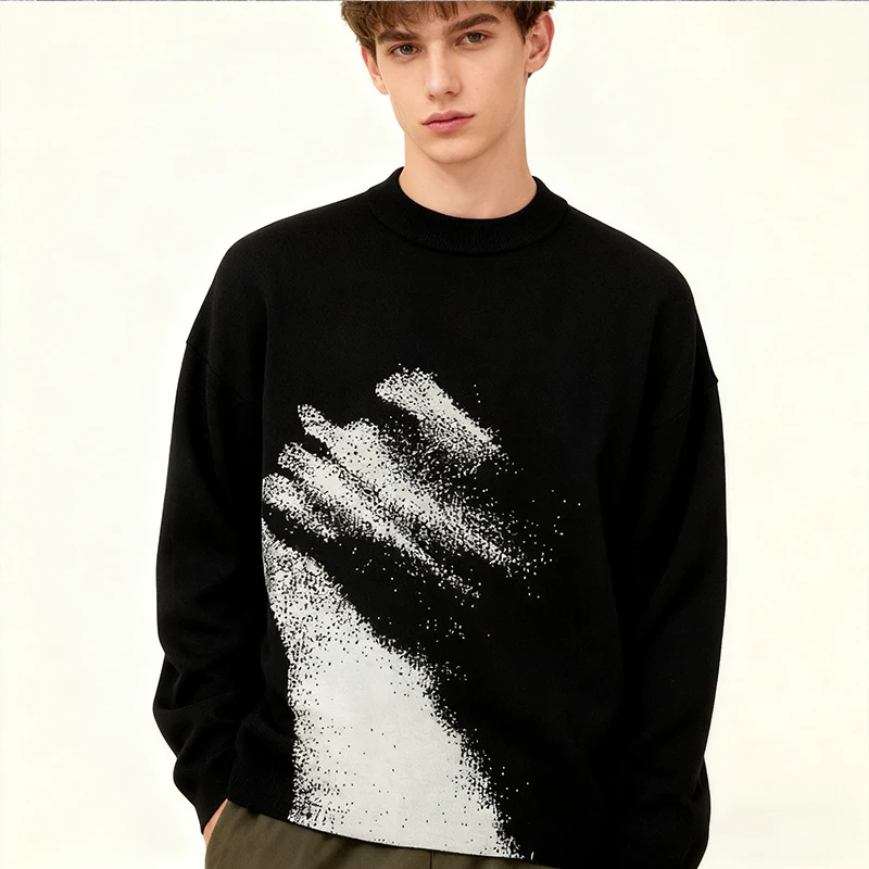 

Мужской и женский зимний вязаный свитер, готический панк, топ с круглым вырезом, толстовка с длинными рукавами, креативный уличный принт, повседневная Y2K