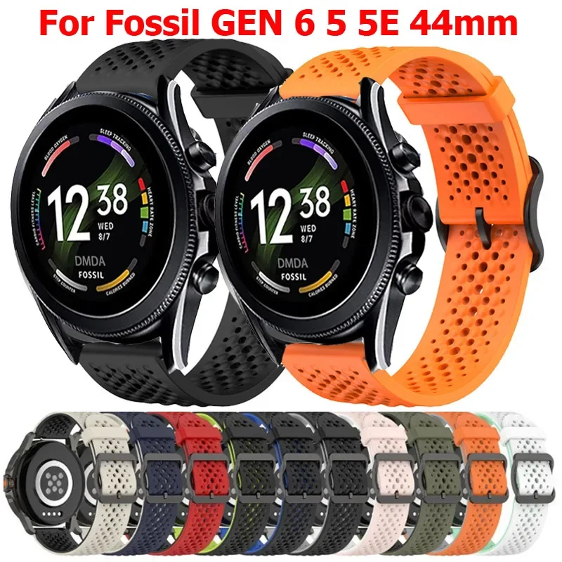 Correa deportiva de silicona de 22mm para Fossil GEN 6 5 5E 44mm 5 LTE 45mm, correa de reloj para Fossil Gen 5 Julianna/Garrett/Carlyle HR