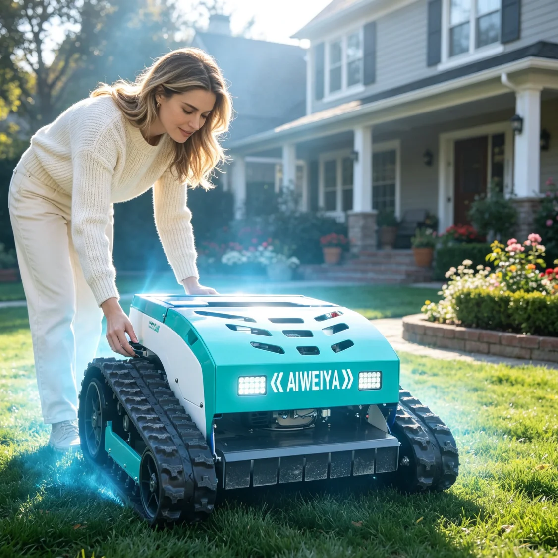Customized Remote Control Lawn Mower for viewing platforms in forest parks, long-distance safe trimming equipment to cut weeds