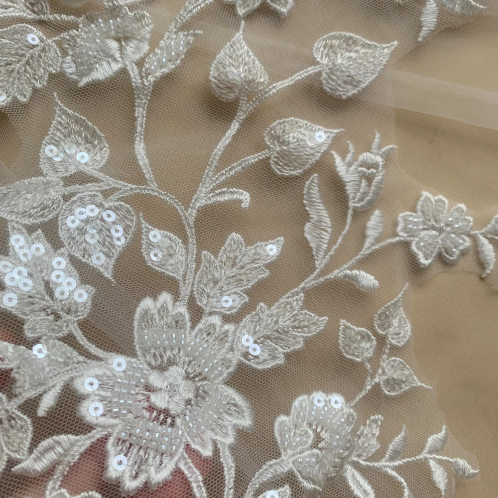 Perlenbestickte Spitze, Spiegelblumen-Applikation, Hochzeitskleid-Dekorationszubehör, Handgemachtes DIY – Detail 14