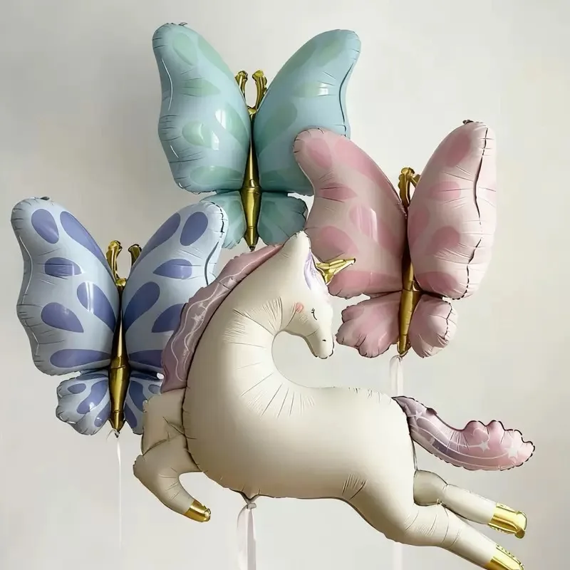 New 3D Butterfly Aluminum Film Balloon Forest Princess Style Children's Birthday Party Decoration Dreamy Wedding Decoration Cart