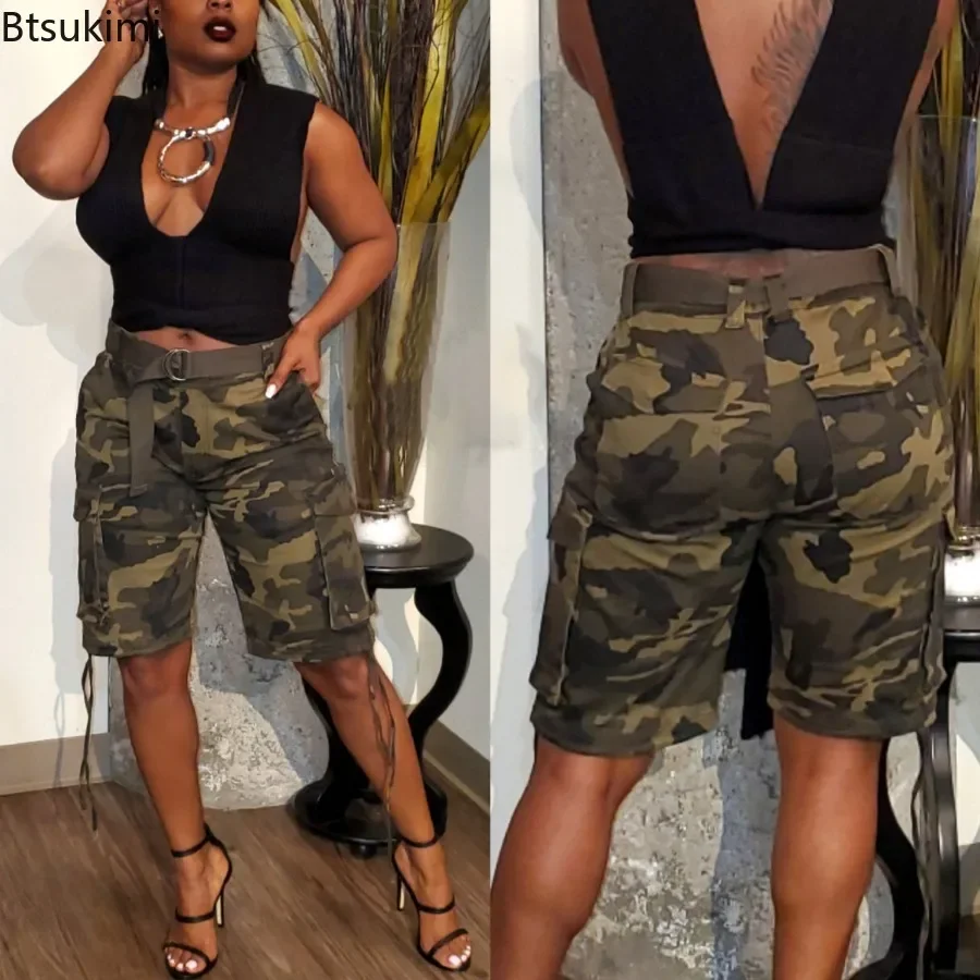 

Summer New Women's Camouflage Cargo Shorts Multi Pocket Design Casual Trousers Women Outdoor Sports Cotton Shorts Joggers Pants