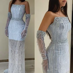 Yipeisha   Exquisite Strapless Sheath Sweep Evening es Beading Sequin Organza Customized Saudi Arabia