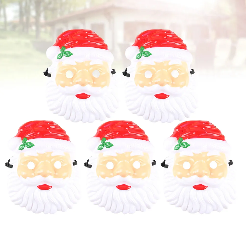 

5 Pcs Christmas Santa Mask Lightweight Plastic Durable Perfect for Party Dress Up Face Decor Cosplay Accessories Festive Fun