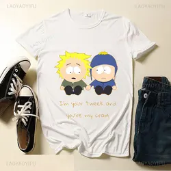 South Park's Little Fat Boy Cartman Cute Cartoon Printed T-shirt Unisex Summer Crewneck Short-sleeved Shirt Humorous Streetwear