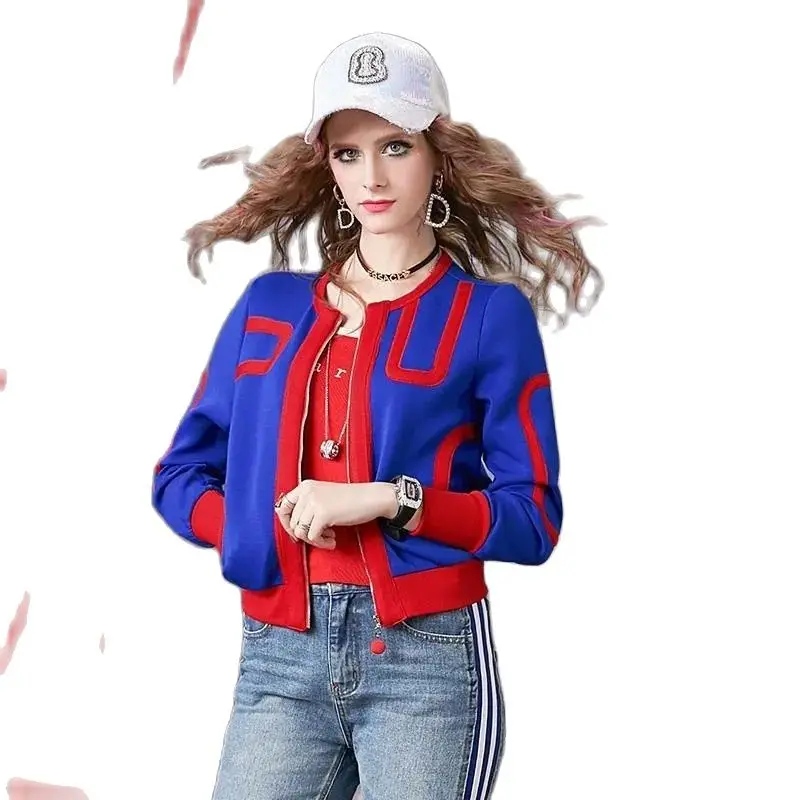 2022 New Spring Autumn Coat Women's Short Jacket Fashion Long-Sleeved Zipper Baseball Uniform Sportswear Female Outerwear Tops