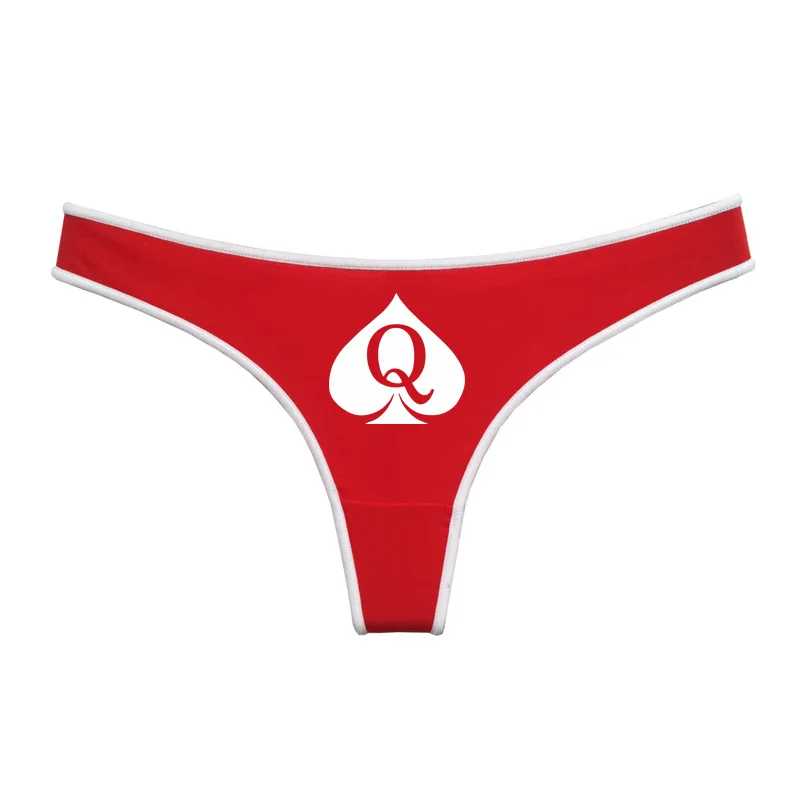 Queen Of Spades Red Cotton Underwear for Womens Cute Thong Female Lingerie Soft Seamless Invisible Breathable Sport Underpant