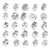 5pcs Positioning Buckle Multiple Styles Ancient Silver Fixed Clip Big Hole Spacer Beads For Jewelry Making DIY Bracelet Necklace