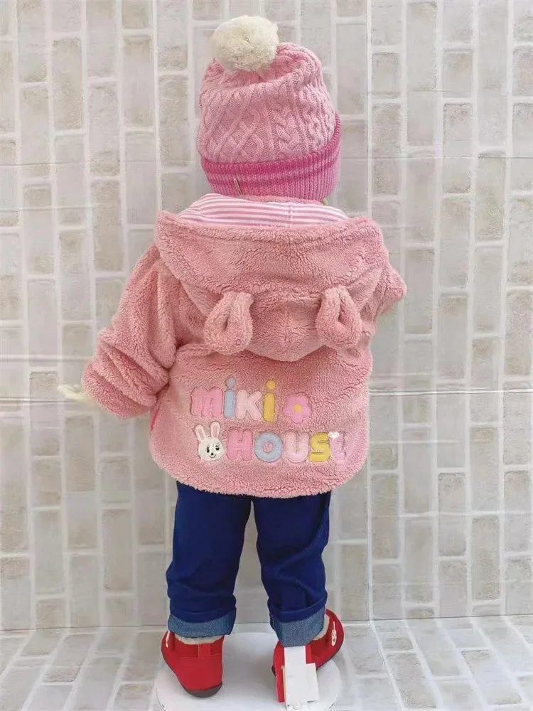 Winter Jacket Girls Coat Cotton Double Layer Warm 2022 New Boys\' Japanese Style Velvet Hooded Coat