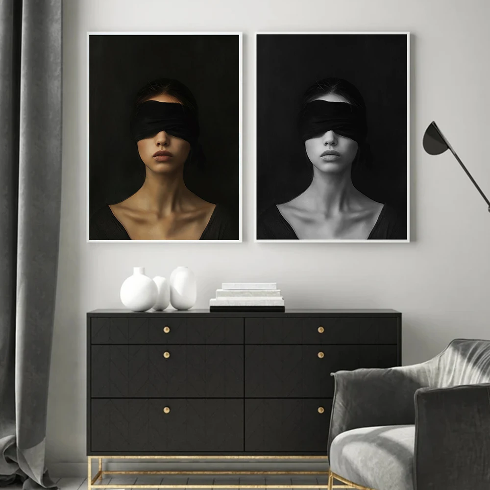 INTUITION Women Figure Art Fashion Unique Posters Prints Black And White Canvas Paintings Wall Art Living Room Office Home Decor