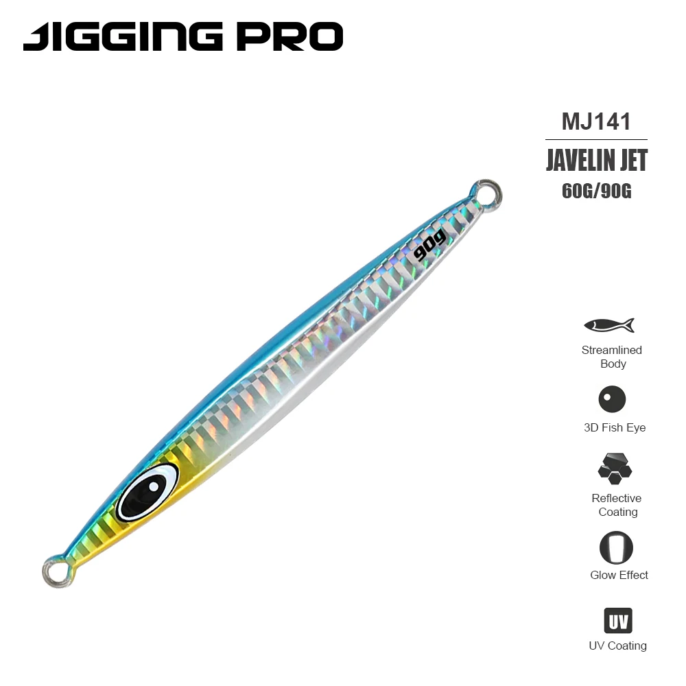 Jigging Pro Javelin Jet Metal Jig 60G 90G Luminous Long Cast Jigging Lure Inshore Boat Fishing Lure-image