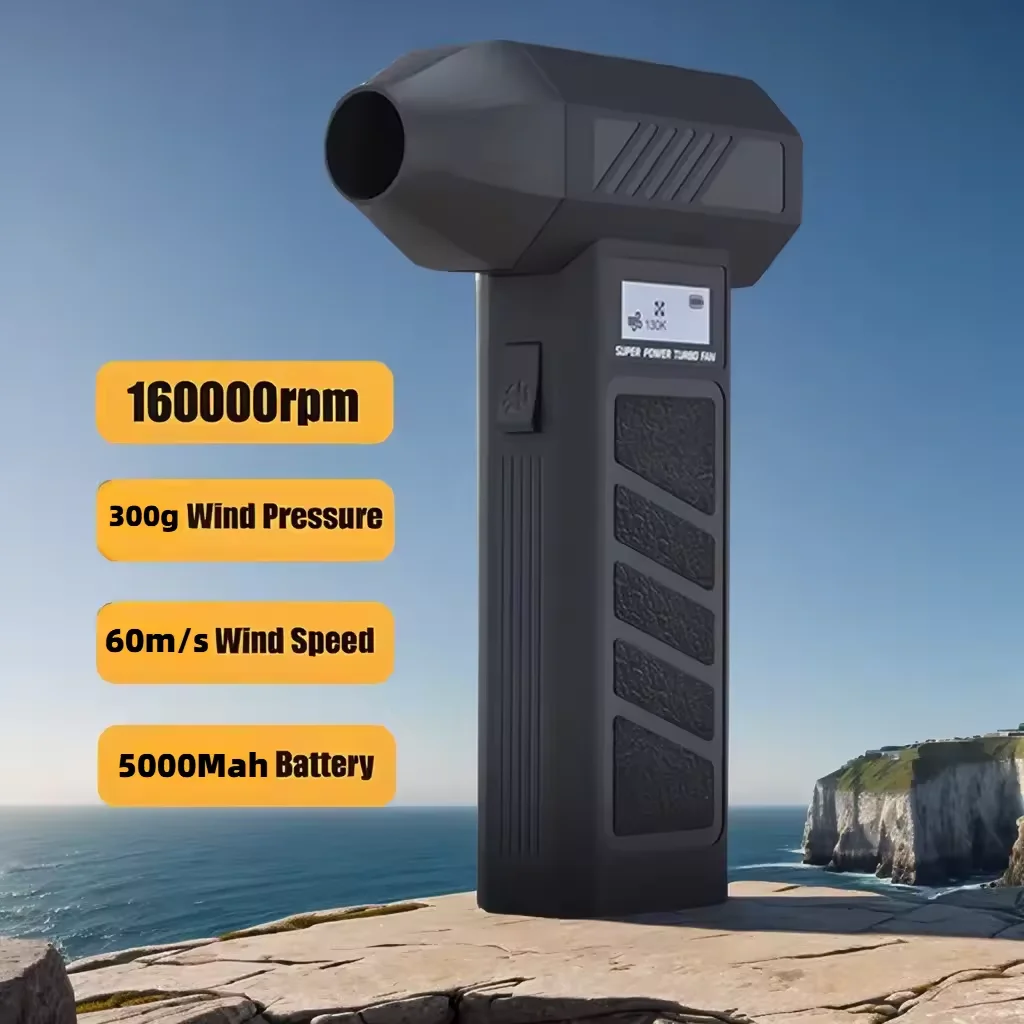 5000mAh Turbo Jet Fan 160000RPM Wind Speed 60m/s Electric Blower Multifunctional Blowing Dust Dryer 30W fast charging