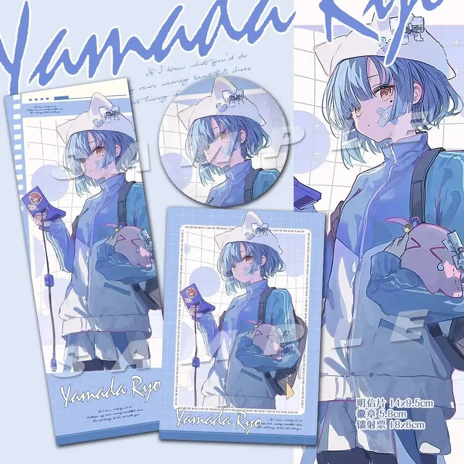 

New BOCCHI THE ROCK! Yamada Ryo Cosplay Anime Q Version Badge Acg Brooch Emblem Postcard Accessory Halloween Gift