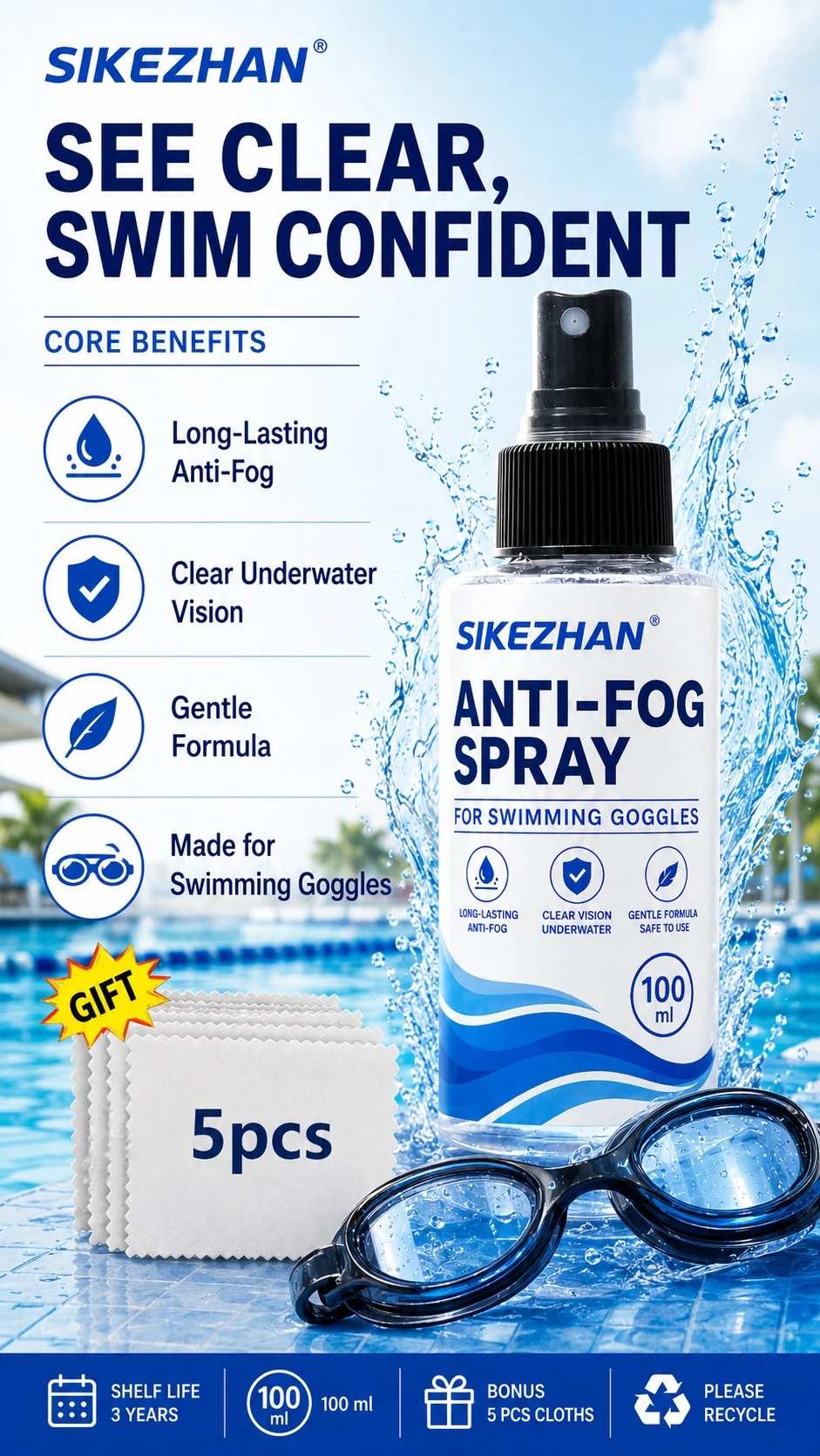 Anti-Beschlag-Spray für Schutzbrillen, Brillen, Kameras, Windschutzscheiben, Teleskope und Badezimmerspiegel, langanhaltender klarer Sichtschutz – Detail 6