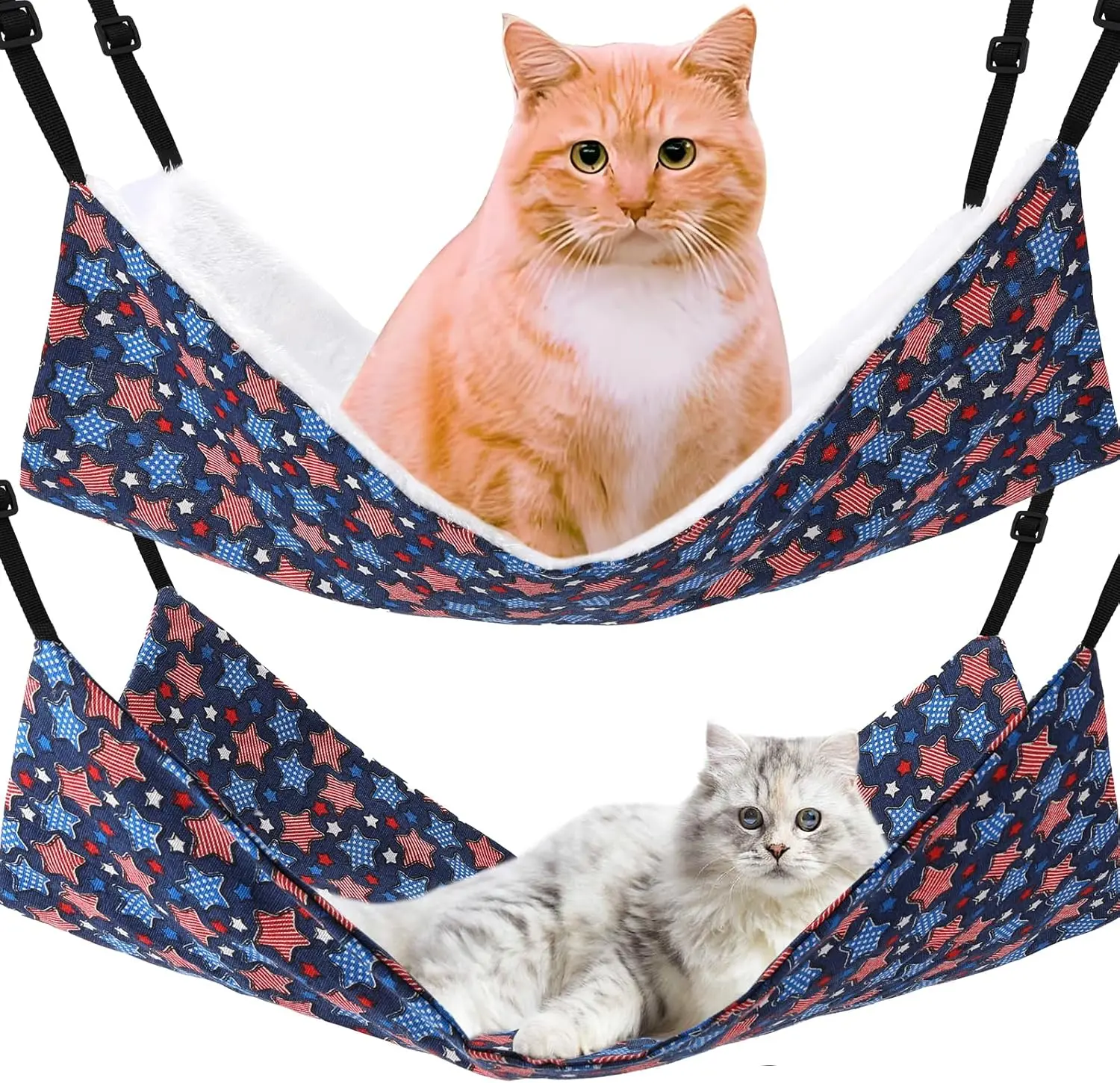 

Cat Hammo For Cage Hanging Reversible 2Pack,Pet Hammo Bed Adjustable,Soft Sleeping Hammo For Cats,Ferret,Puppy,Rabbits,Small