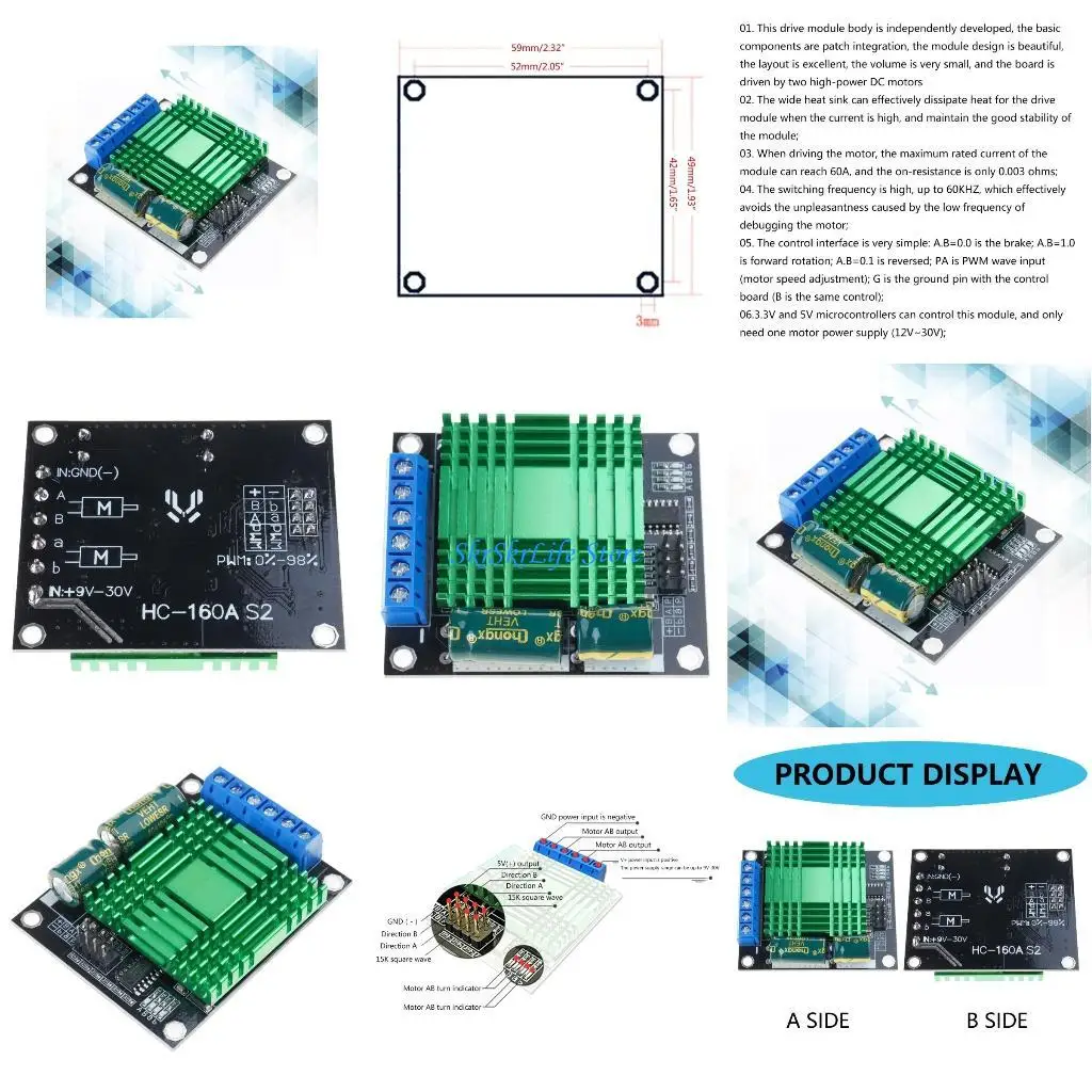 

E65E 60A Precise Motor Driver Module Speed Governor Regulator DC9V-30V for Automation
