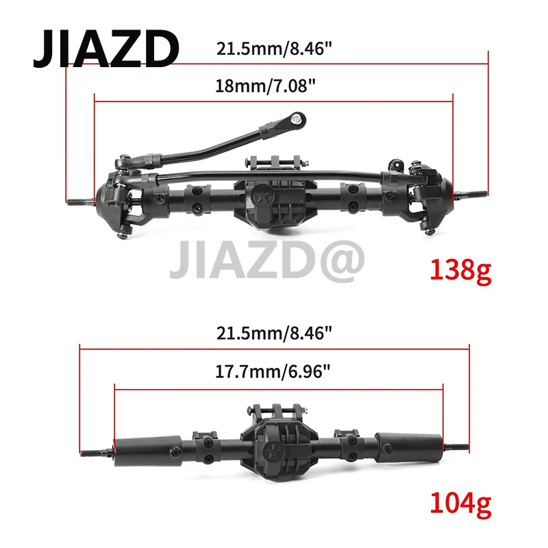 2pcs Front and Rear Straight Complete Axle for Axial SCX10 II 90046 1/10 RC Crawler Car Upgrade Parts