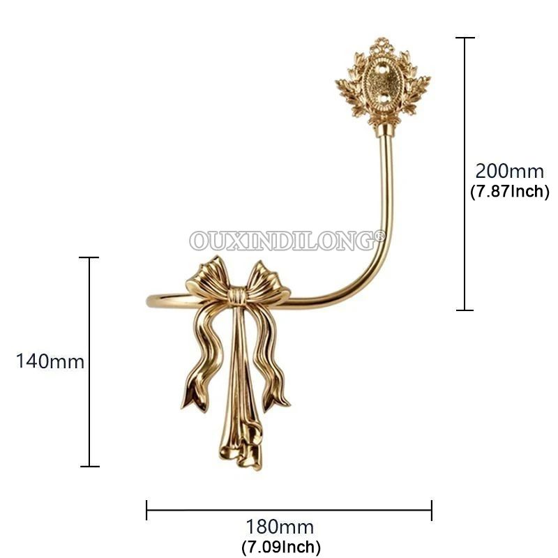 High-end 1Pair Brass Luxury French Bowknot Curtain Hooks Curtain Tie Draper Back Hooks Curtain Drapery Holder Hanger Hooks Decor