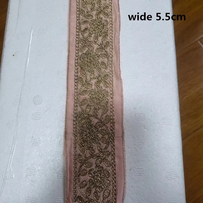 1 Yards Embroidered Lace Fabric Gold Ribbon DIY Crafts Garment Sewing Supplies Decoration