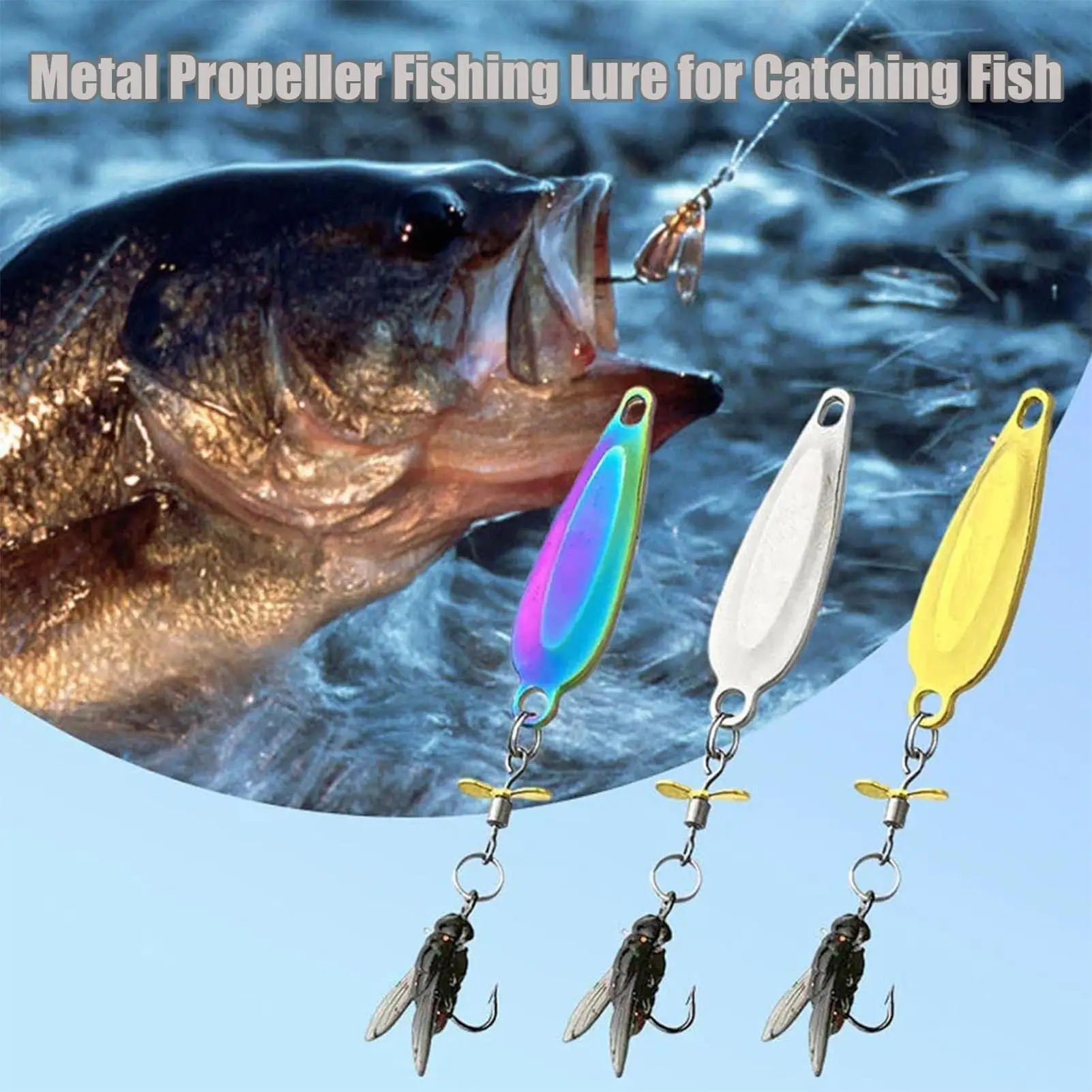 3er-Pack Metall-Spinner-Köder mit 3D-realistischer Klinge und Propeller für Barsch und Forelle – ideal für Teich-, See- und Flussangeln im Freien